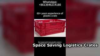 Caja de plástico apilable y anidada para exhibición de verduras | Solución de almacenamiento ventilado para supermercados