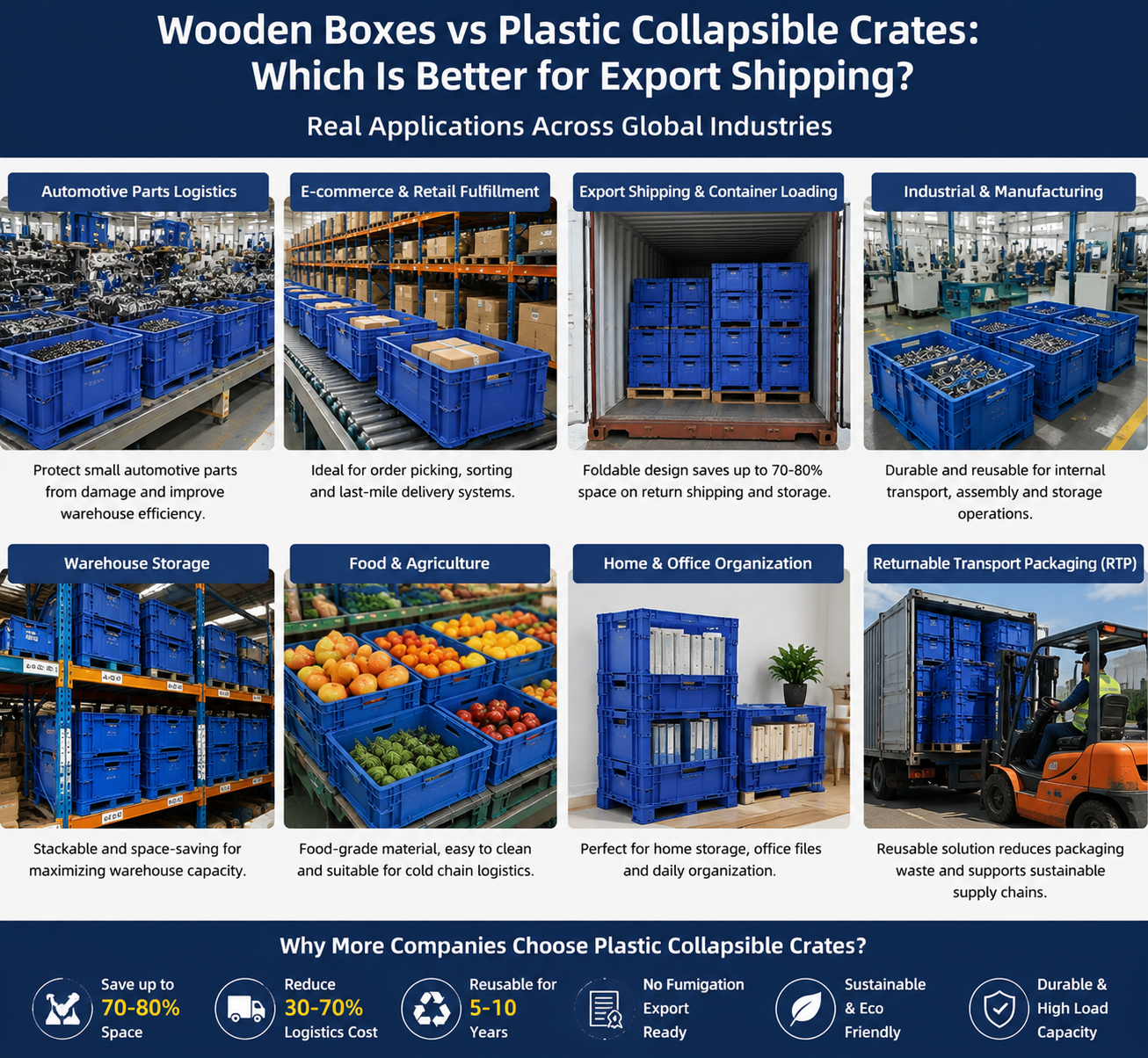 Últimos blogs de la empresa sobre Por qué los importadores mundiales están cambiando de cajas de madera a cajas de plástico plegables en el envío de exportación (2026 Market Shift)