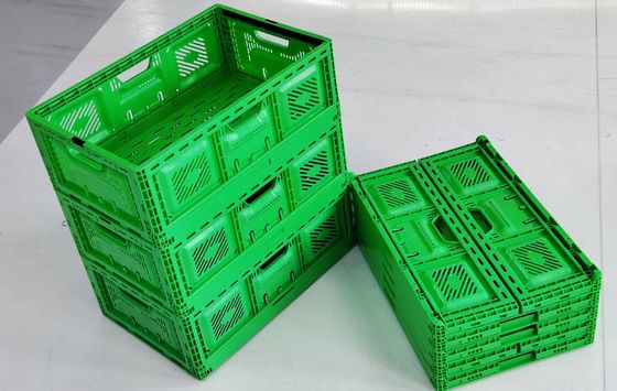 Caja de plástico plegable de alta resistencia para almacenamiento, apilable, para verduras, al por mayor, caja plegable de plástico