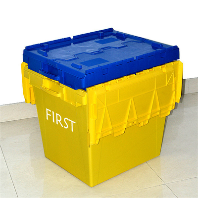 comprar Caja de mudanza con tapa adherida, apilamiento de contenedores pesados para anidación, cajas de 760x570x620 mm reciclables Fabricación en línea