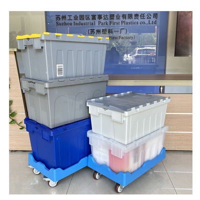 comprar Caja de plástico instable y apilable con tapas Tamaño interno 550*370*350mm Reciclable Fabricación en línea