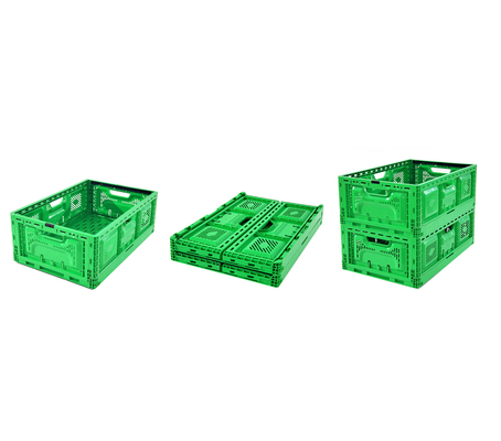 comprar Cajas de plástico ventiladas plegables de 40L para la agricultura de uso pesado plegadas Tamaño 600*400*52mm Fabricación en línea
