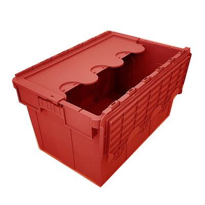comprar Caja de plástico de reciclaje de trabajo pesado con bisagra con tapa adjunta Caja de herramientas móviles 600x400x350mm Fabricación en línea