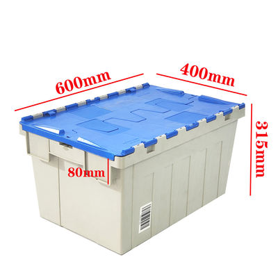 comprar Caja de mudanza de plástico resistente con tapa, cajas de plástico reutilizables y apilables de PP, 600*400*315 mm Fabricación en línea