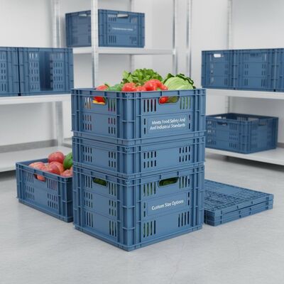 comprar Cumple con los estándares industriales y de seguridad alimentaria Cajas de plástico personalizadas plegables con opciones de personalización de tamaño adecuadas para el almacenamiento de alimentos Fabricación en línea