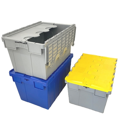 Contenedor de cajas móviles apilables de plástico para alimentos con tapa para almacenamiento 600x400x315 mm
