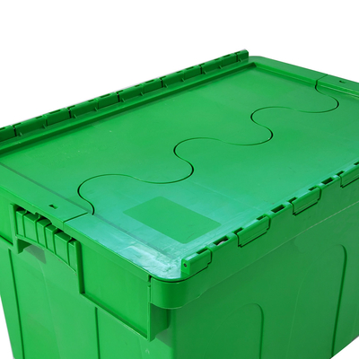 Cajas de almacenamiento de plástico grandes con tapas anidadas en una caja de almacenamiento logístico