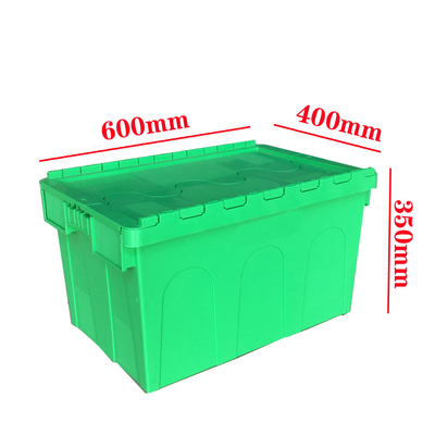 Cajas de plástico de 63L con tapas Cajas de plástico sólido instables Cajas móviles Contenedores apilables