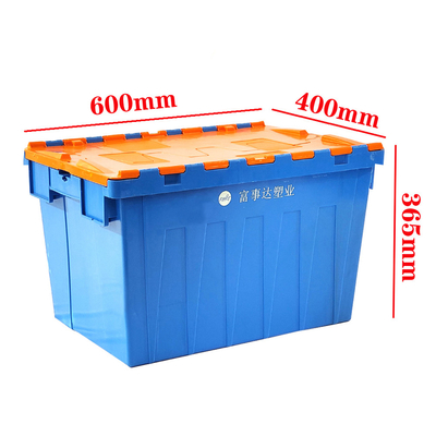 600*400*365mm Caja instable de plástico Contenedores con tapa adjunto